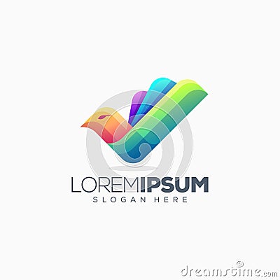 Colorful bird logo design vector illustration Cartoon Illustration