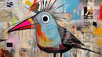 Colorful Bird In Punk Art Style: The Pigeon Hei Hei Moana Stock Photo