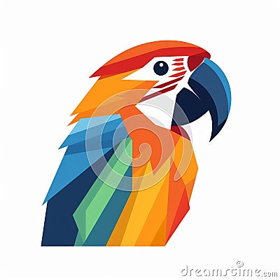 Colorful Parrot Logo Illustration In Cubist Faceting Style Cartoon Illustration