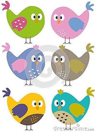 Colorful birds Vector Illustration