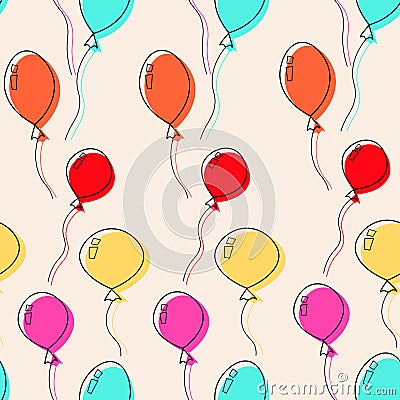 Colorful birthday balloons seamless greeting card design vector illustration Vector Illustration