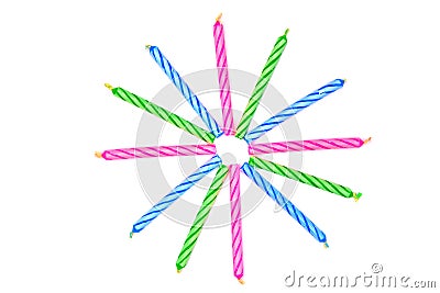 Colorful birthday candles isolated Stock Photo