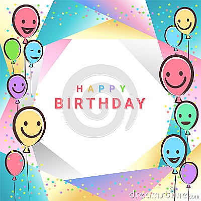 Colorful Birthday design banner background for greeting cards or poster with balloon Vector Illustration