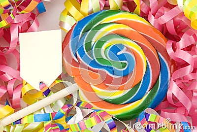 Colorful Birthday Sucker with Tag Stock Photo