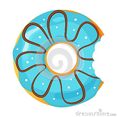 Colorful bitten donut on white background Vector Illustration