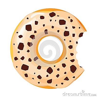 Colorful bitten donut on white background Vector Illustration