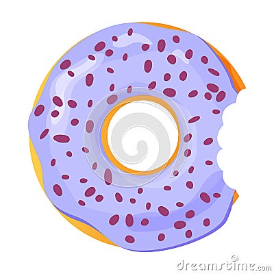 Colorful bitten donut on white background Vector Illustration