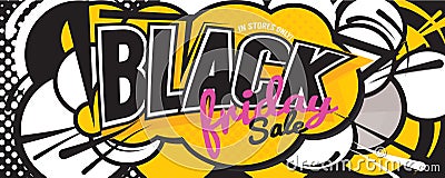 Colorful Black Friday Sale Comic Speech Style Banner Vector Illustration