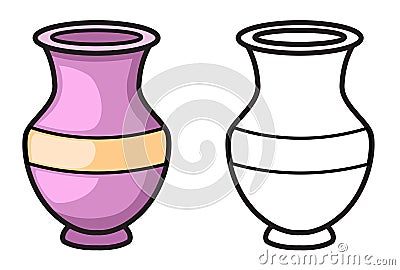 Colorful and black and white vase for coloring book Vector Illustration