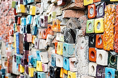 Colorful block ceramic tiles patterns abstract background Stock Photo