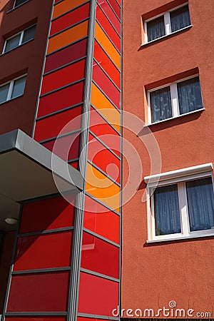 Colorful block house Stock Photo