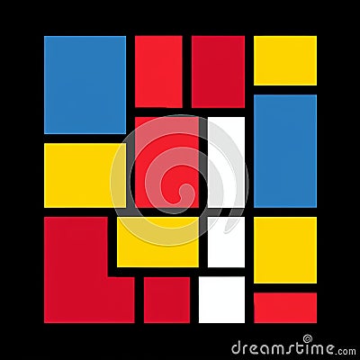 Minimalist Mosaic Art With Bold Color Blobs And Simplistic Characters Stock Photo