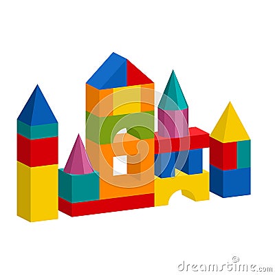 Colorful blocks toy building tower, castle, house Vector Illustration