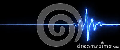 Colorful blue heartbeat bounce rate and pulse on black screen background Stock Photo