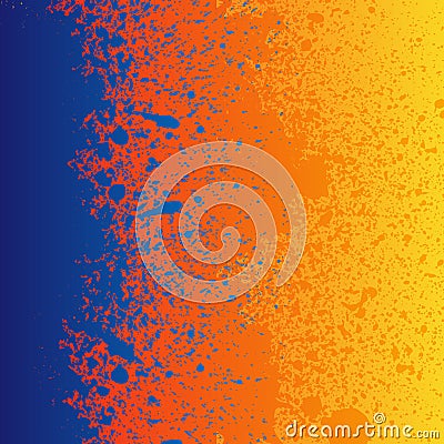 Colorful blue, orange and yellow paint splashes Vector Illustration