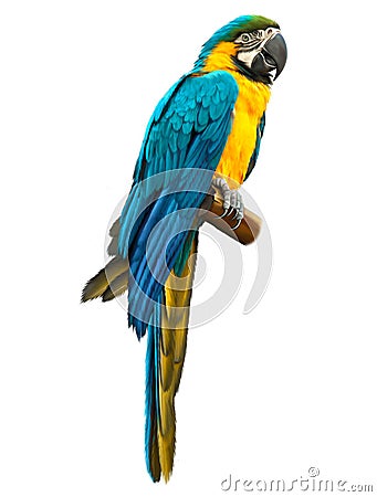 Colorful blue parrot macaw Stock Photo