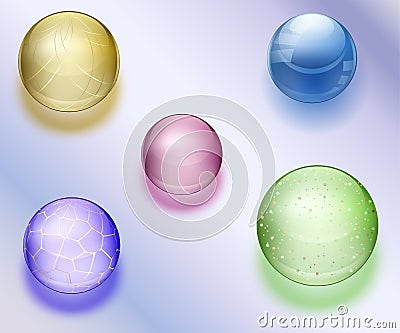 Colorful Blue water drops and pearls with transparent shining beads with ornament illustration Vector Illustration