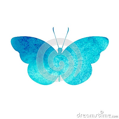 Colorful blue watercolor butterfly Vector Illustration