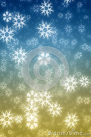 Colorful blue and yellow snowflakes Stock Photo