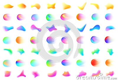 Colorful blurred gradient shapes. Abstract smooth fluid form, dynamic gradient mesh blob with blur effect and liquid Vector Illustration