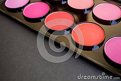 Colorful blush set. Professional cosmetics. Stock Photo