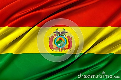 Colorful Bolivia flag waving in the wind. Cartoon Illustration