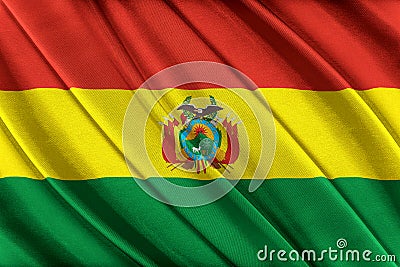 Colorful Bolivia flag waving in the wind. Cartoon Illustration