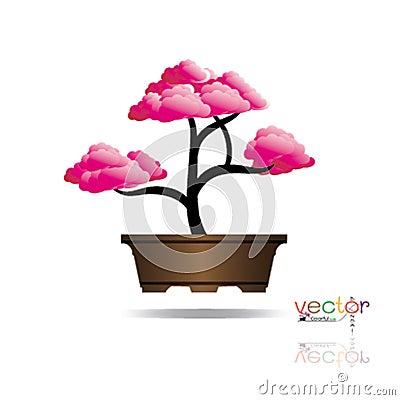 Colorful of Bonsai tree, silhouette of bonsai, Detailed image, Vector illustration. Vector Illustration