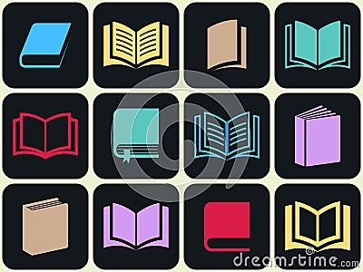 Colorful book icon set Vector Illustration