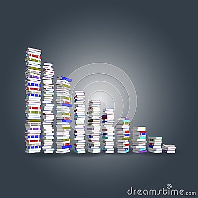 Colorful books tower and stair Stock Photo