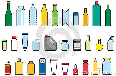 Colorful bottle illustrations Vector Illustration