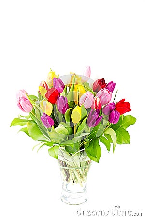 Colorful bouquet of fresh tulips Stock Photo