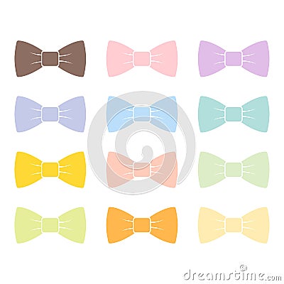 Colorful bow tie isolated bowtie accessory elegant knot celebration suit vector illustration. Vector Illustration