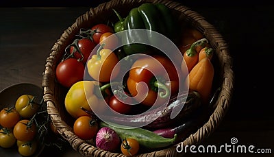 A colorful bowl of farm fresh veggie salad generated by AI Stock Photo