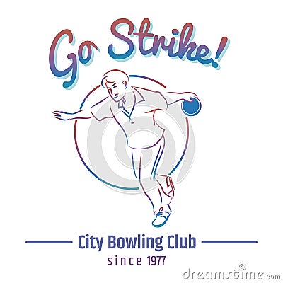 Colorful bowling club emblem Vector Illustration