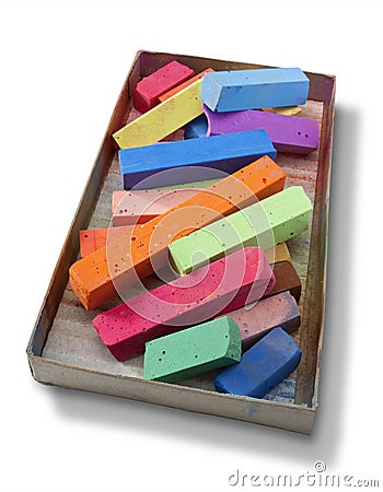 Colorful Box Of Color Pastels Stock Photo