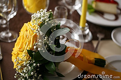 Colorful bridal bouquet. wedding day, bride accessories Stock Photo
