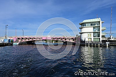 Colorful bridges on Miami River in Miami, Florida. Editorial Stock Photo