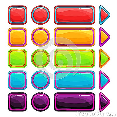 Colorful bright buttons set Vector Illustration