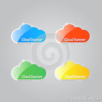 Colorful bright clouds icons on a gray background . Vector Illustration