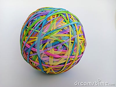 Colorful bright elastics ball on a white background Stock Photo