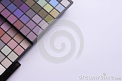 Colorful bright eye shadows. Professional multicolor eyeshadow palette. mock up Stock Photo