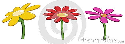 Colorful bright flowers Cartoon Illustration