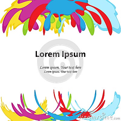 Colorful bright ink splashes on white background.On top of dripp Vector Illustration