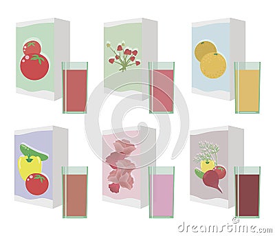 Colorful bright colorful juice with glass glasses berry vegetable isolated on white background objects vector illustration Vector Illustration