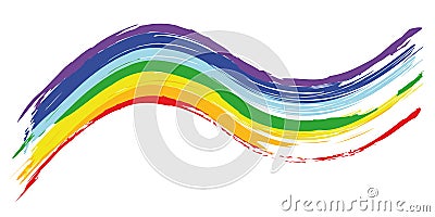 Colorful brush strokes in rainbow colors Vector Illustration