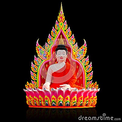 Colorful Buddha Carved from Polystyrene foam on black Stock Photo