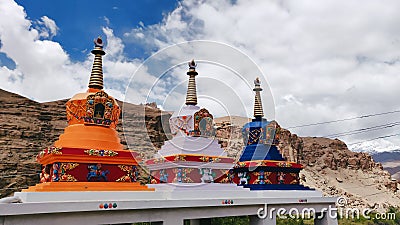 Colorful Buddhist temple at Ladakh region of India Stock Photo