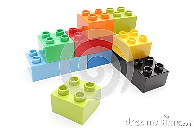 Colorful building blocks on white background Stock Photo