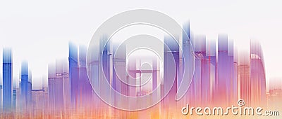 Colorful building city skyline, on white background. Abstract city background Stock Photo